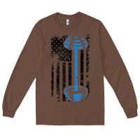 Chestnut american flag gym and fitness  weight lifting gift t shirt Long Sleeve Tee - linhVisuals