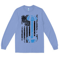 Colony Blue american flag gym and fitness  weight lifting gift t shirt Long Sleeve Tee - linhVisuals