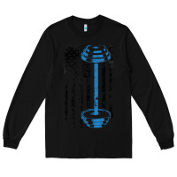 Black american flag gym and fitness  weight lifting gift t shirt Long Sleeve Tee - linhVisuals