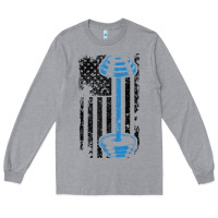 Heather Grey american flag gym and fitness  weight lifting gift t shirt Long Sleeve Tee - linhVisuals
