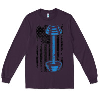 Plum american flag gym and fitness  weight lifting gift t shirt Long Sleeve Tee - linhVisuals