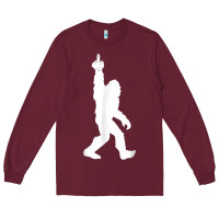 Burgundy funny bigfoot middle finger for squatch believers t shirt Long Sleeve Tee - linhVisuals