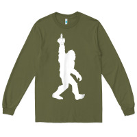 Army Green funny bigfoot middle finger for squatch believers t shirt Long Sleeve Tee - linhVisuals