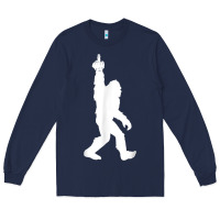 Navy funny bigfoot middle finger for squatch believers t shirt Long Sleeve Tee - linhVisuals