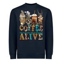 Navy coffee makes me feel alive skeleton coffee cups Heavyweight Sweatshirt - Jasminsmagicworld