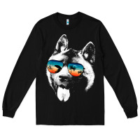 Black american akita shirts with glasses sunglasses retro style t shirt Long Sleeve Tee - linhVisuals