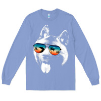 Colony Blue american akita shirts with glasses sunglasses retro style t shirt Long Sleeve Tee - linhVisuals