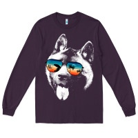 Plum american akita shirts with glasses sunglasses retro style t shirt Long Sleeve Tee - linhVisuals