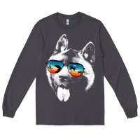 Smoke american akita shirts with glasses sunglasses retro style t shirt Long Sleeve Tee - linhVisuals