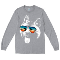 Heather Grey american akita shirts with glasses sunglasses retro style t shirt Long Sleeve Tee - linhVisuals