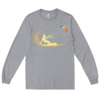 Heather Grey kite kiteboarding kiting kitesurfing kitesurf gift premium t shirt Long Sleeve Tee - linhVisuals
