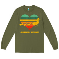 Army Green mama duck mother of 3 duckling funny mom mommy animal lover t shirt Long Sleeve Tee - linhVisuals