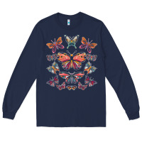 Navy butterfly breeds butterfly t shirt Long Sleeve Tee - linhVisuals