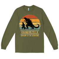 Army Green mens grandpazilla grandpa of monsters retro halloween christmas t shir Long Sleeve Tee - linhVisuals