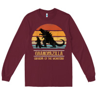 Burgundy mens grandpazilla grandpa of monsters retro halloween christmas t shir Long Sleeve Tee - linhVisuals