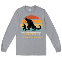 Heather Grey mens grandpazilla grandpa of monsters retro halloween christmas t shir Long Sleeve Tee - linhVisuals
