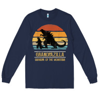 Navy mens grandpazilla grandpa of monsters retro halloween christmas t shir Long Sleeve Tee - linhVisuals