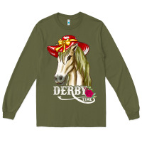 Army Green derby day shirt 2022 horse derby party horse racing t shirt Long Sleeve Tee - linhVisuals
