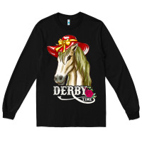 Black derby day shirt 2022 horse derby party horse racing t shirt Long Sleeve Tee - linhVisuals