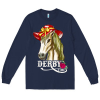 Navy derby day shirt 2022 horse derby party horse racing t shirt Long Sleeve Tee - linhVisuals