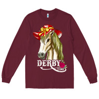 Burgundy derby day shirt 2022 horse derby party horse racing t shirt Long Sleeve Tee - linhVisuals