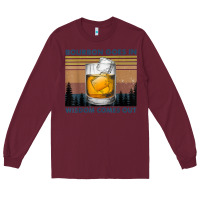 Burgundy bourbon goes in wisdom comes out vintage t shirt Long Sleeve Tee - linhVisuals
