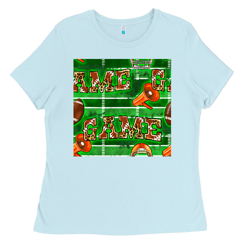 American Football Megaphone And Game Seamless Pattern Ladies Tee by BundleAndBundleShop | Teevron
