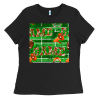 Black american football megaphone and game seamless pattern Ladies Tee - BundleAndBundleShop