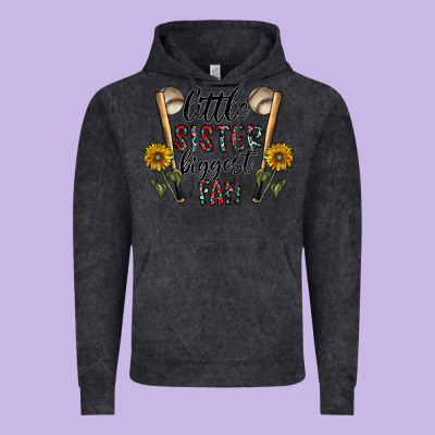 Little Sister Biggest Fan Vintage Hoodie Designed By Cowhidedigitalart
