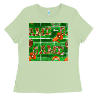 American Football Megaphone And Game Seamless Pattern Ladies Tee | Teevron