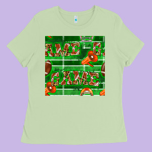 American Football Megaphone And Game Seamless Pattern Ladies Tee Designed By Bundleandbundleshop
