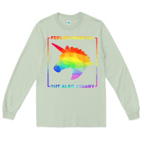 Matcha feeling magical but also stabby unicorn rainbow t shirt Long Sleeve Tee - linhVisuals