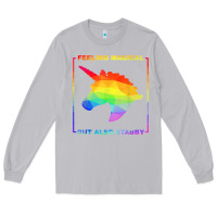 Moon Dust feeling magical but also stabby unicorn rainbow t shirt Long Sleeve Tee - linhVisuals