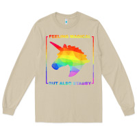 Mushroom feeling magical but also stabby unicorn rainbow t shirt Long Sleeve Tee - linhVisuals