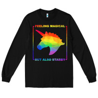 Feeling Magical But Also Stabby Unicorn Rainbow T Shirt Long Sleeve Tee | Teevron