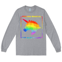 Heather Grey feeling magical but also stabby unicorn rainbow t shirt Long Sleeve Tee - linhVisuals