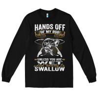 Black mens hands off of my rod bass fishing fisherman t shirt Long Sleeve Tee - linhVisuals