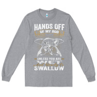 Heather Grey mens hands off of my rod bass fishing fisherman t shirt Long Sleeve Tee - linhVisuals