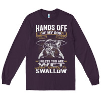 Plum mens hands off of my rod bass fishing fisherman t shirt Long Sleeve Tee - linhVisuals