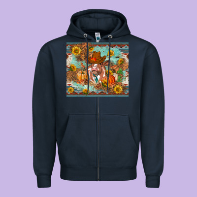 Fall Heifer Cow Zipper Hoodie Designed By Ranaportraitstore