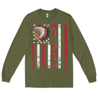 Army Green mi’kmaq tribe native american flag mi’kmaq heritage related t shir Long Sleeve Tee - linhVisuals