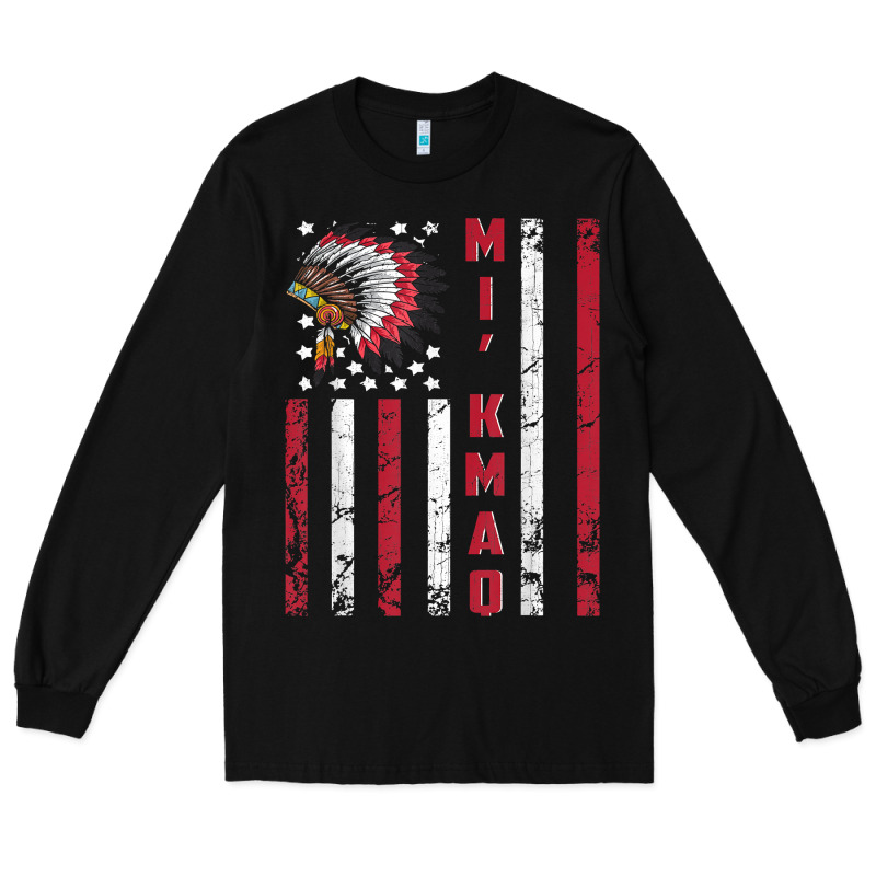 Mi’kmaq Tribe Native American Flag Mi’kmaq Heritage Related T Shir Long Sleeve Tee by linhVisuals | Teevron