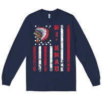 Navy mi’kmaq tribe native american flag mi’kmaq heritage related t shir Long Sleeve Tee - linhVisuals