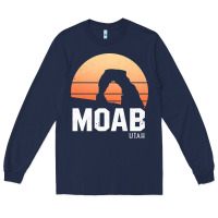 Navy moab utah arches national park vintage retro outdoor hiking pullover h Long Sleeve Tee - linhVisuals
