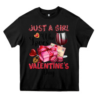 Black just a girl who loves valentine's day Heavy Core Tee - OliviaCreatesArt