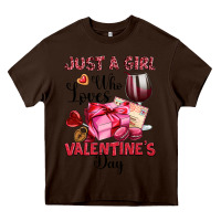 Chocolate Brown just a girl who loves valentine's day Heavy Core Tee - OliviaCreatesArt