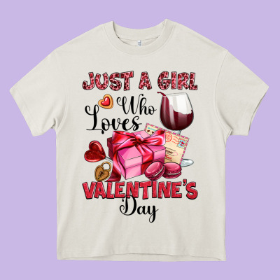 Just A Girl Who Loves Valentine's Day Heavy Core Tee Designed By Oliviacreatesart