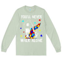 Matcha autism dad you will never walk alone support autism son t shirt Long Sleeve Tee - linhVisuals