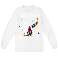 White autism dad you will never walk alone support autism son t shirt Long Sleeve Tee - linhVisuals