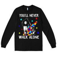Black autism dad you will never walk alone support autism son t shirt Long Sleeve Tee - linhVisuals